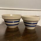 Roseville Friendship Pottery Blue Stripe Set of Nesting Bowls 6” & 7”