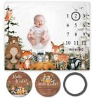 Woodland Baby Milestone Blanket with Birth Stat Sign, Forest Baby Growth Char...