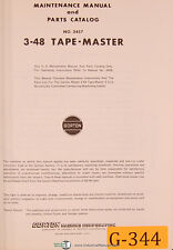 Gorton 3-48, Tape Master, Mill Center 3457, Maintenance and Parts Manual 1970