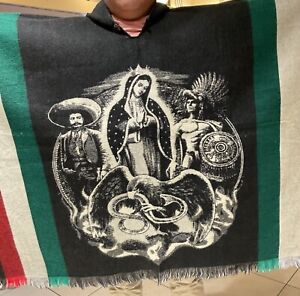 HANDMADE ALPACA PONCHO, Guadalupe, Emiliano Zapata & Pancho Villa, Soft And Warm