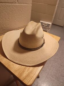 Texas Hat Company Genuine Palm Leaf Hat Western 7 1/4 Real Texan Vintage