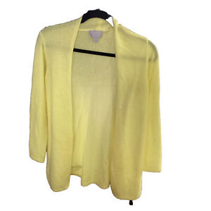 Pure Collection 100% Cashmere Lemon Yellow Open Front Cardigan S