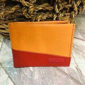 Calvin Klein CK Men's RFID Blocking Leather Bifold Wallet Orange & Red