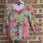 TALBOTS Women's Size M Cardigan Sweater Button Up Floral Multicolor