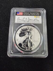 2021 S Reverse Proof Silver Eagle PCGS PR70 First Day Issue Emily Damstra Signed