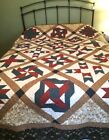New ListingHandmade Sampler Quilt, Rust and Teal Fabrics, Machine Quilted, 75” x 95”