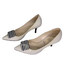 BUTTER Vintage Cream Patent Leather Stripped Stiletto Pumps - Size 7.5