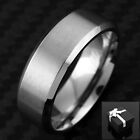 Titanium Men's Brushed Center Polished Edge Wedding Band Ring