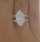 1.95 Ct Split Shank Halo Marquise Cut Diamond Engagement Ring SI2 H Treated