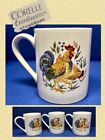 Corelle Coordinates VINTAGE Set 3 Country Morning Rooster Chicken Mugs Cups 382