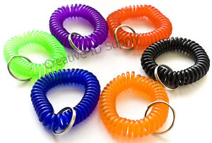 LOT 12 PCS SPIRAL WRIST COIL KEY CHAIN KEY RING HOLDER NEW - 6 COLORS AVAILABLE