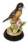 Robin Morning Glory Bird Andrea by Sadek Porcelain Wood Base Stand Japan 9386