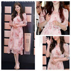 Pink Foral Dress Ruffle Short Sleeve Korea Style S Chipfon New Tag $99
