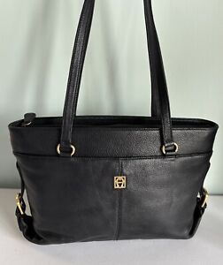 Etienne Aigner Women's Black Pebble Grain Leather Medium/Large Shoulder Bag Tote
