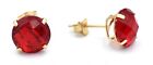 RUBY CHECKERBOARD  6.46 Cts  STUD EARRINGS 14K YELLOW GOLD - New With Tag