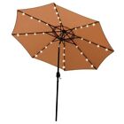 New Listing 9 ft Solar Umbrella, 32 LED Lighted Patio Umbrella, Table Market Umbrella, Tan