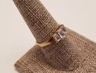 Cubic Zirconia Emerald Cut 3 Stone Gold Plated Ring Vintage Size 8.75 Engagement