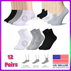 Lot 12 Pairs Ankle Athletic Socks Low Cut No Show Quarter Mens Womens Cotton USA