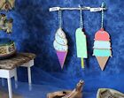 CRATE & BARREL KIDS ICE CREAM ORNAMENTS (3) -NWT- HANG WITH SOME TASTY DÉCOR