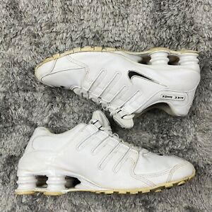 Nike Shox NZ PRM Shoes Men 8.5  White Leather Sneakers 501524-106 RARE