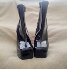 Steve Madden Bianca Glossy Black Platform Zipper Heels Boots Size 7 Medium