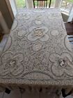 Amazing Antique French Normandy Lace Tablecloth Italian Needle Lace Insert 76x58