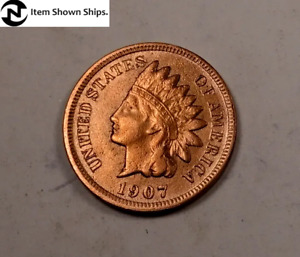 1907 Indian Head Penny Cent ~ Choice AU/UNC (red) ~ (I941)