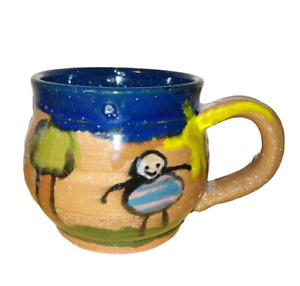 New ListingHand Made Studio Art Pottery Coffee Mug Tea Cup Happy Kids Children Kite OOAK