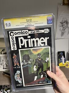 PRIMER #2 CGC 9.0 SS WHITE PAGES 1982 1ST GRENDEL signed by Matt Wagner