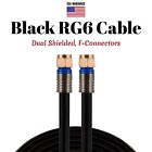 RG6 Coaxial Black Cable Dual SHIELDED Extension Coax Satellite TV Antenna Wire