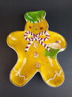 Laurie Gates Candy Bowl Dish Gingerbread Man Holly Christmas Holiday Treats