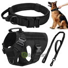 US Tactical Dog Harness Leash and Collar Set Military Training Vest Black M L XL