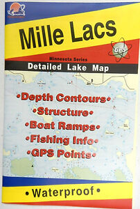 Mille Lacs Detailed Fishing Map, Minnesota Series, Waterproof, GPS Points #L140