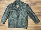 Phase 2 Leather Jacket Mens Large Black Coat Motorcycle *MISSING BUTTON*