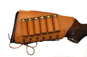Butt Stock Cover Shotgun Ammo Shell Holder Cheek Rest Padded Real Leather Suede