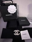 Auth new CHANEL Silver  Crystal CC Logo Brooch Large Size 2022
