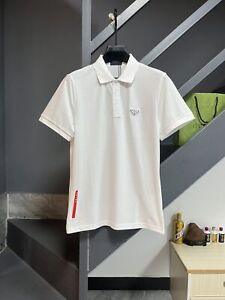 New men's polo white/black short sleeved T-shirt size M/L