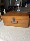 Vintage wooden homemade specialized tool box 14.75” X 10” X 6.5” Metal Handle
