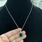 VINTAGE STERLING SILVER BLACK ONYX PENDANT AND 18