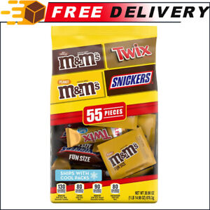 M&M'S Milk Chocolate, M&M'S Peanut, TWIX & SNICKERS Fun Size, 30.98 oz, 55 ct