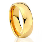 🔥 Tungsten Carbide 18k Gold Plate Dome Wedding Band Men Women Comfort Fit  Ring