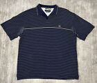 Tommy Hilfiger Shirt Mens Large Blue Polo Golf Striped Lion Crest Pima Cotton