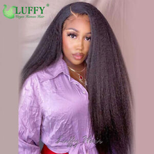 Pre Plucked Kinky Straight Silk Top Human Hair HD Full Lace Wigs with Baby Hair