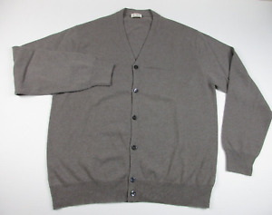 Mens 56 Del Santo 100% Cashmere gray cardigan sweater Italy