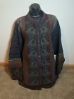 CHERRY LEWIS Wool Tapestry Knit Button Front CARDIGAN SWEATER England Sz 3XL