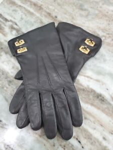 Vintage ETIENNE AIGNER Leather Driving Gloves Womens Med Lined Ladies Buckle