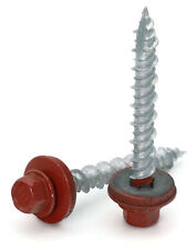 #10 Hex Washer Head Roofing Screws Mechanical Galvanized | Red Finish