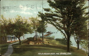 Pier at Sheldon House Pine Orchard Connecticut ~ c1910 vintage postcard