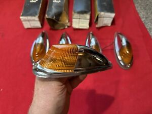 5 COOL VINTAGE NOS AMBER CAB MARKER LIGHTS DOMINION CANADA 40s 50s 60s - VIDEO!!