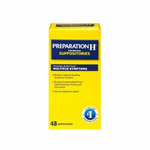 Preparation H Hemorrhoid Symptom Treatment Suppositories Burning Health 48 Count